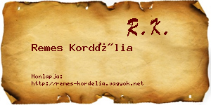 Remes Kordélia névjegykártya